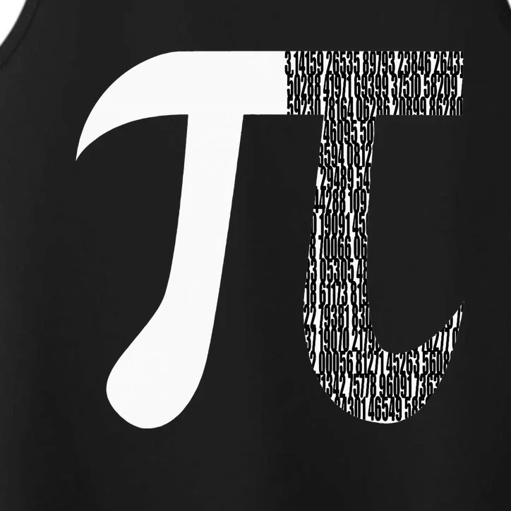 Pi Digits Mathematics Symbol Funny Math Nerd Pi Day Performance Tank