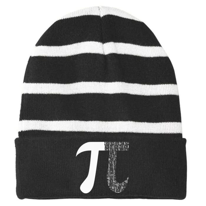 Pi Digits Mathematics Symbol Funny Math Nerd Pi Day Striped Beanie with Solid Band