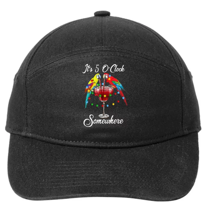 Parrots Drinking Margarita Its 5 Oclock Somewhere 7-Panel Snapback Hat