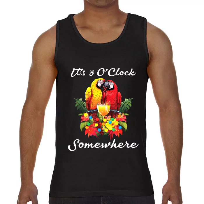 Parrots Drinking Margarita Its 5 Oclock Somewhere Funny Comfort Colors® Tank Top