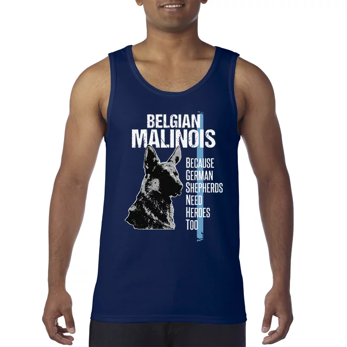 Police Dog Malinois Funny K9 Thin Blue Line Flag Tank Top