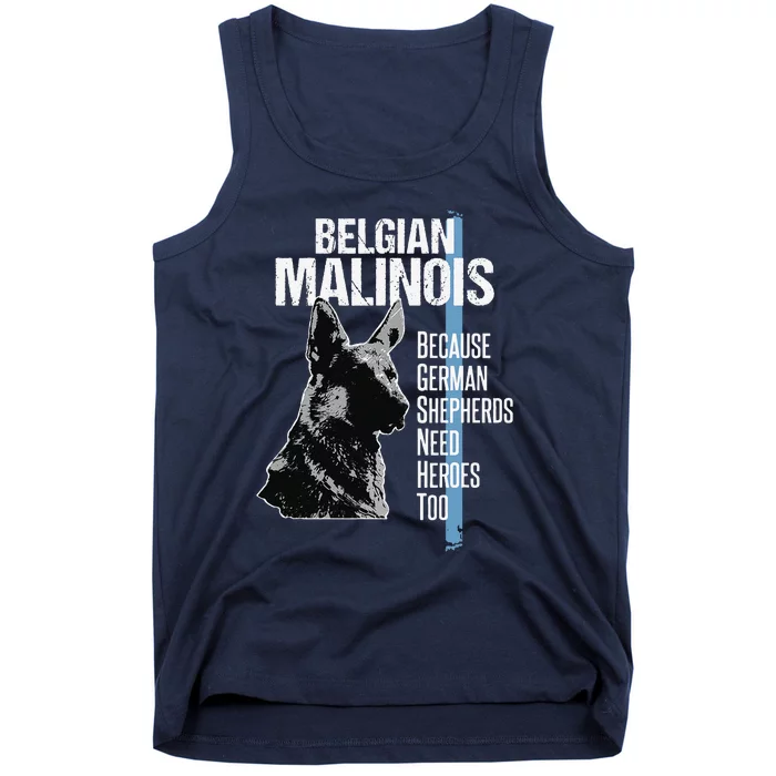 Police Dog Malinois Funny K9 Thin Blue Line Flag Tank Top