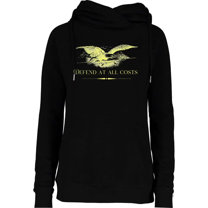 Patriotic Democracy Military Defend Eagle With Flag Womens Funnel Neck Pullover Hood