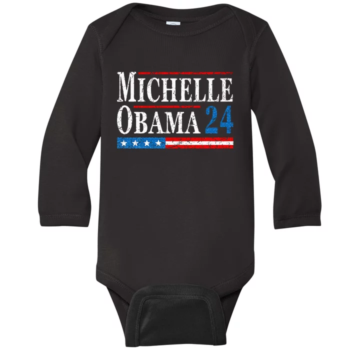 Political Democrat Michelle Obama 2024 Presidential Election Baby Long Sleeve Bodysuit