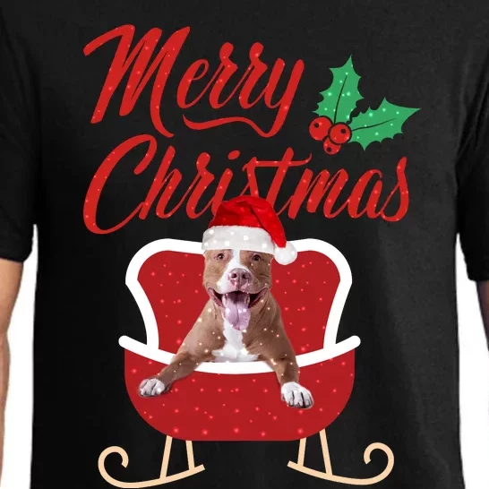 Pitbull Dog Merry Christmas Design For The Holiday Season! Pajama Set