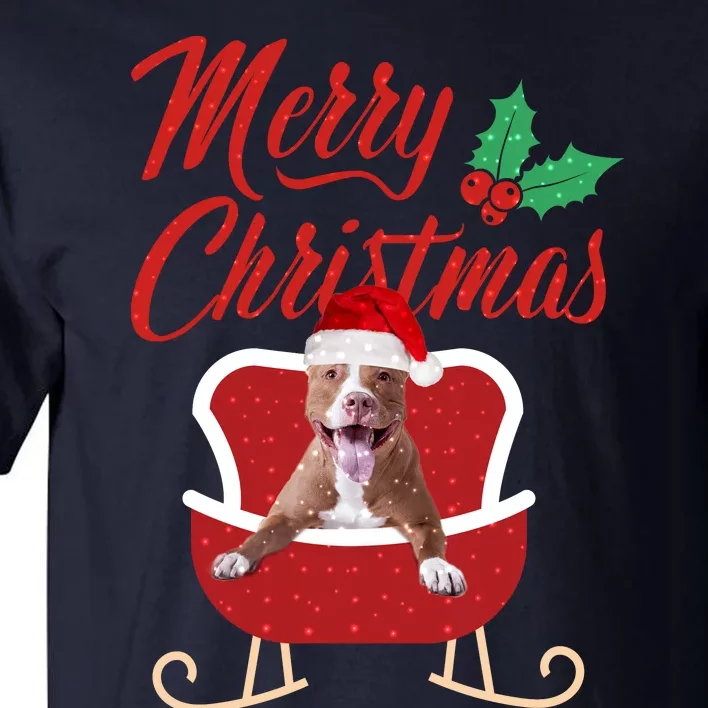 Pitbull Dog Merry Christmas Design For The Holiday Season! Tall T-Shirt