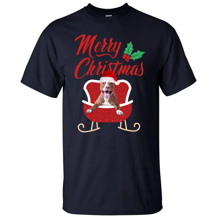 Pitbull Dog Merry Christmas Design For The Holiday Season! Tall T-Shirt