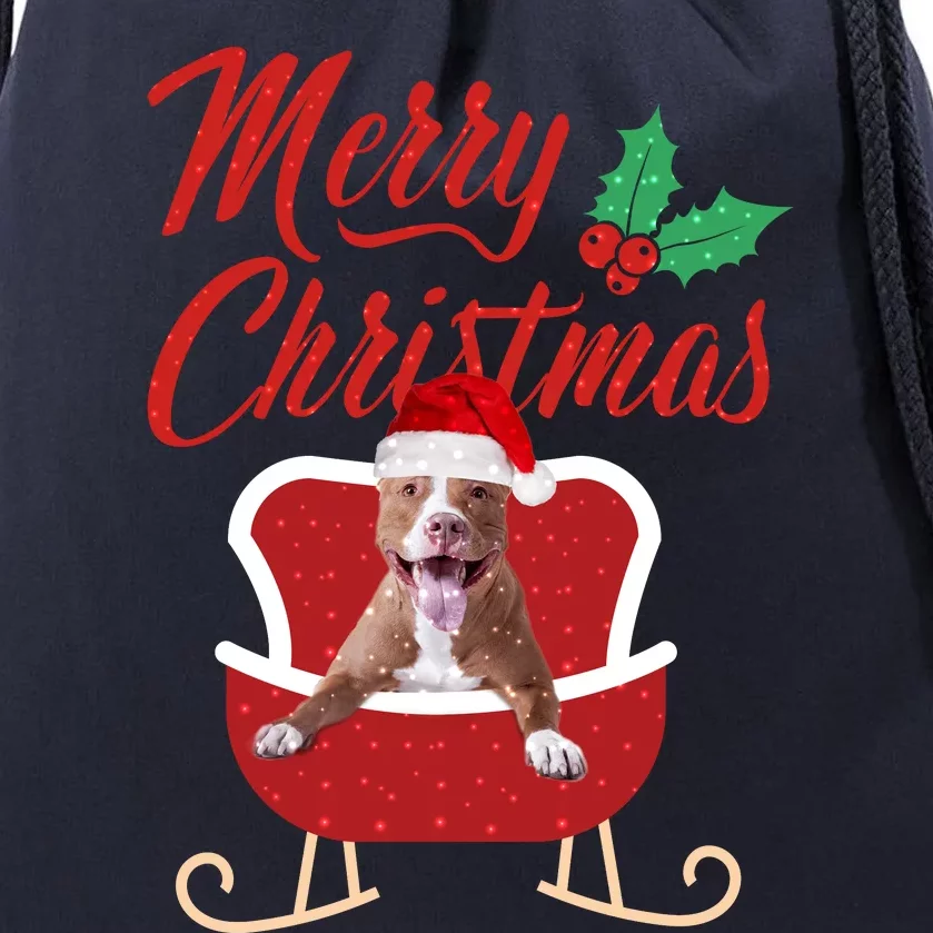 Pitbull Dog Merry Christmas Design For The Holiday Season! Drawstring Bag