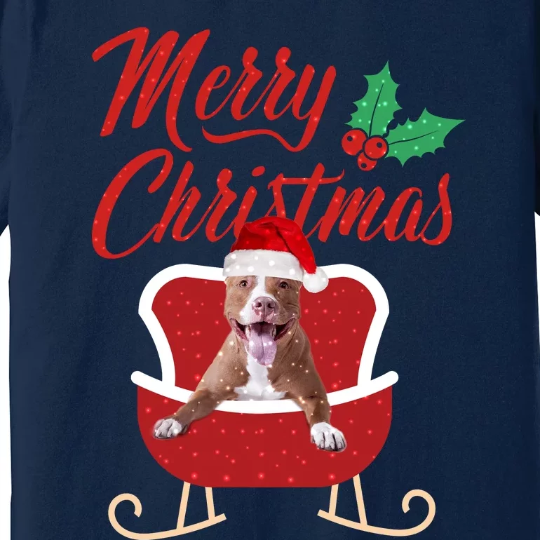 Pitbull Dog Merry Christmas Design For The Holiday Season! Premium T-Shirt