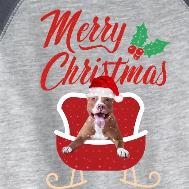 Pitbull Dog Merry Christmas Design For The Holiday Season! Toddler Fine Jersey T-Shirt