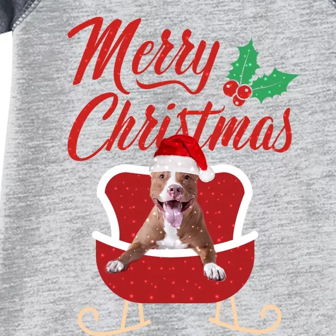 Pitbull Dog Merry Christmas Design For The Holiday Season! Infant Baby Jersey Bodysuit