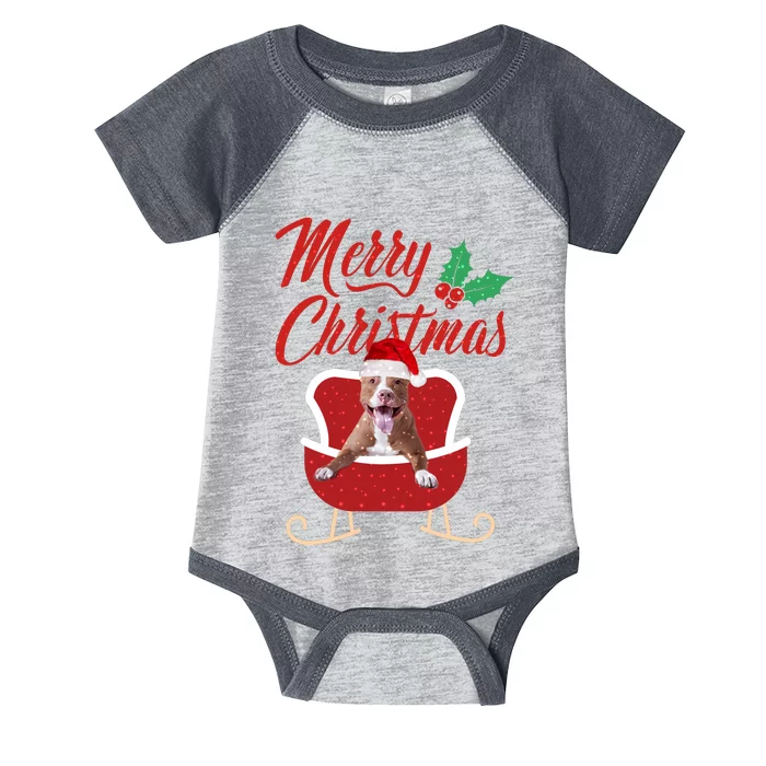 Pitbull Dog Merry Christmas Design For The Holiday Season! Infant Baby Jersey Bodysuit