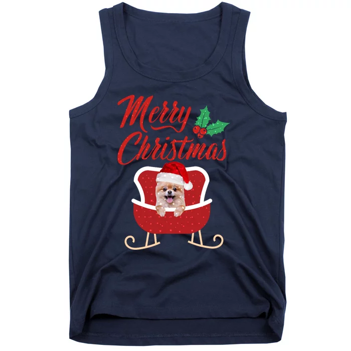 Pomeranian Dog Merry Christmas Design For The Holiday Season! Tank Top