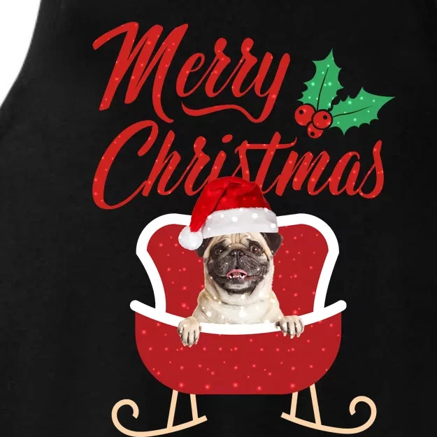 Pug Dog Merry Christmas Design For The Holiday Season! Ladies Tri-Blend Wicking Tank