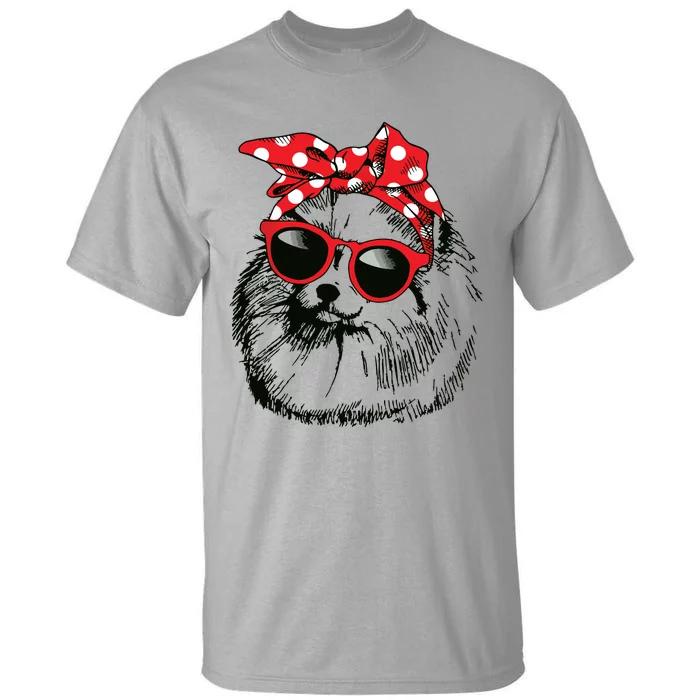 Pomeranian Dog Mom Bandana Sunglasses Mothers Day Tall T-Shirt