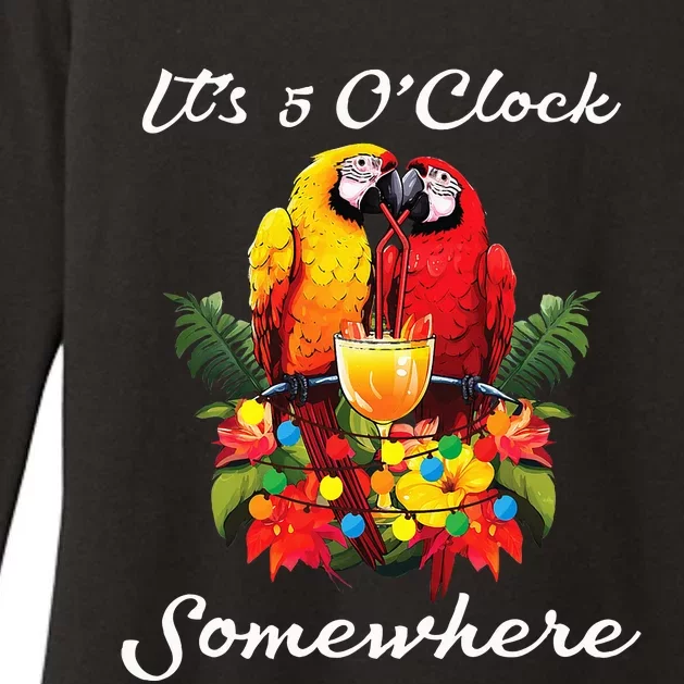 Parrots Drinking Margarita Its 5 Oclock Somewhere Funny Womens CVC Long Sleeve Shirt