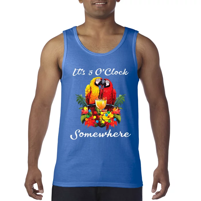 Parrots Drinking Margarita Its 5 Oclock Somewhere Funny Tank Top