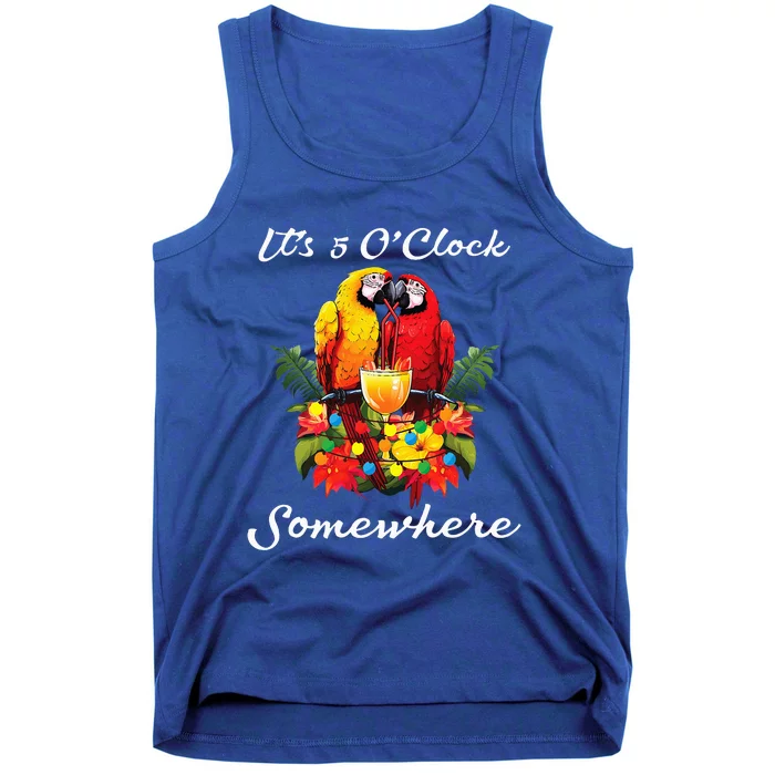 Parrots Drinking Margarita Its 5 Oclock Somewhere Funny Tank Top