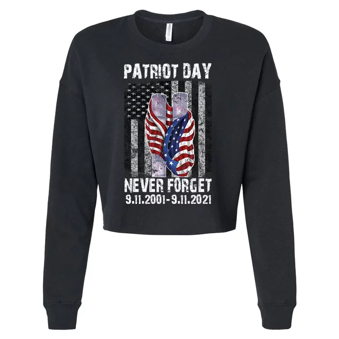 Patriot Day Never Forget 9/11 20th Anniversary Cropped Pullover Crew