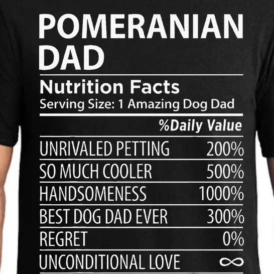 Pomeranian Dad Nutrition Facts Funny Pomeranian Dog Owner Pajama Set