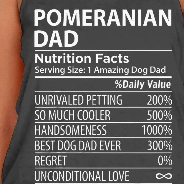 Pomeranian Dad Nutrition Facts Funny Pomeranian Dog Owner Women's Knotted Racerback Tank