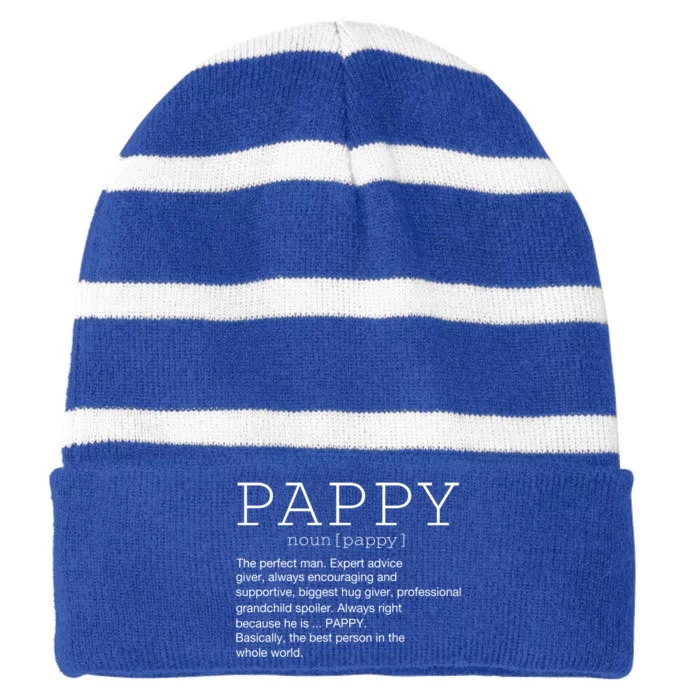 Pappy Definition Noun Grandpa Grandparents Day Funny Cool Gift Striped Beanie with Solid Band