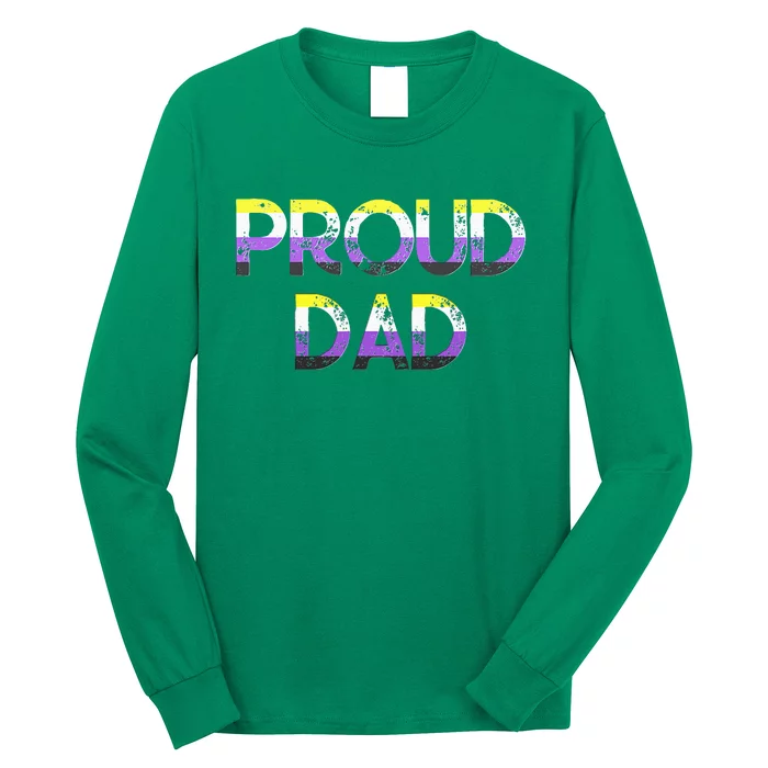 Proud Dad Non Binary Pride Flag Lgbt Fathers Day Long Sleeve Shirt