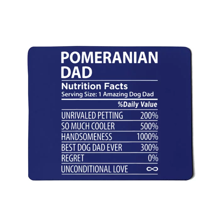 Pomeranian Dad Nutrition Facts Funny Pomeranian Dog Owner Mousepad