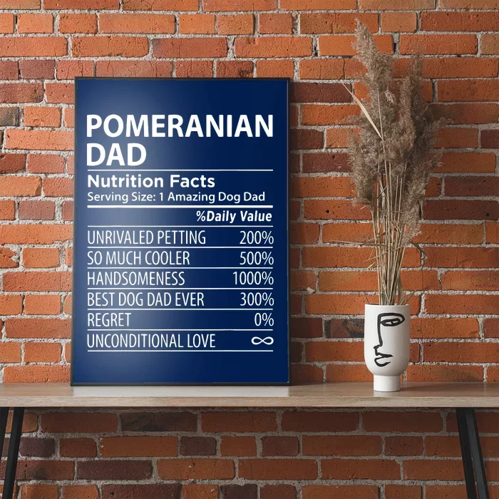 Pomeranian Dad Nutrition Facts Funny Pomeranian Dog Owner Poster