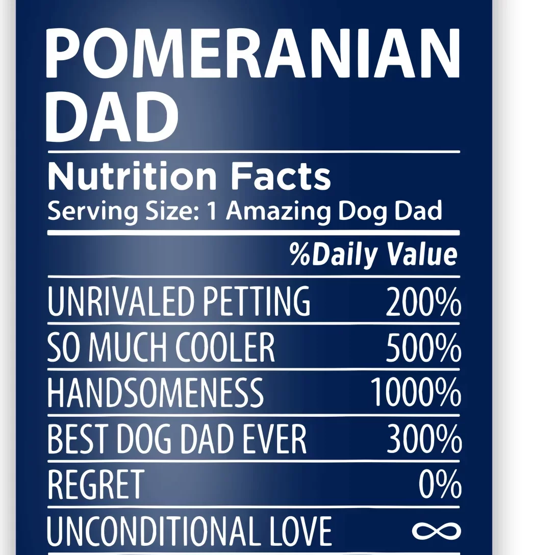 Pomeranian Dad Nutrition Facts Funny Pomeranian Dog Owner Poster