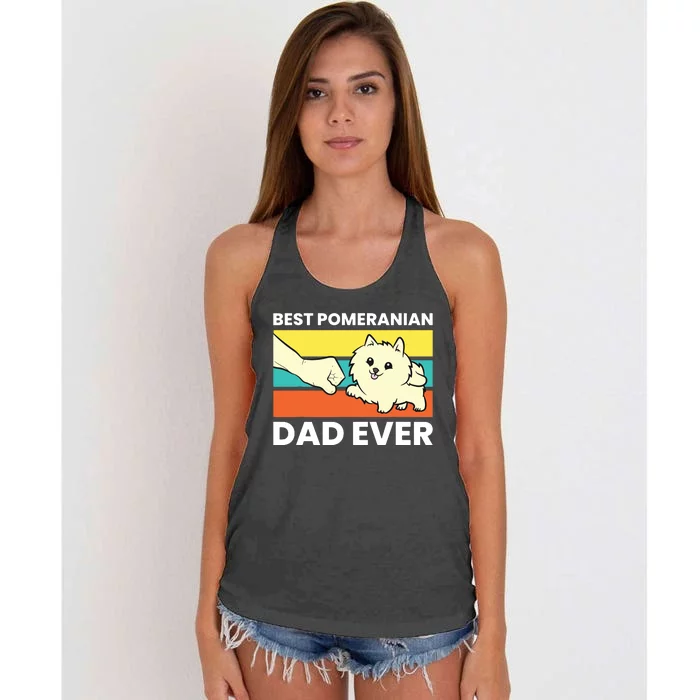 Pomeranian Dog Owner Best Pomeranian Dad Ever Women's Knotted Racerback Tank