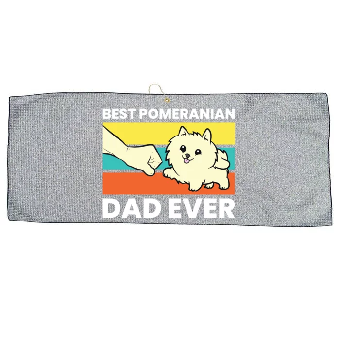 Pomeranian Dog Owner Best Pomeranian Dad Ever Large Microfiber Waffle Golf Towel