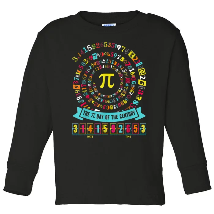 Pi Day Of The Century Tee Spiral Pi Math Tee For Pi Day 3.14 Toddler Long Sleeve Shirt