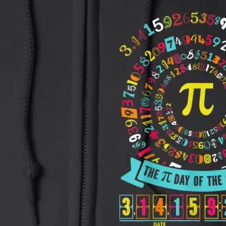 Pi Day Of The Century Tee Spiral Pi Math Tee For Pi Day 3.14 Full Zip Hoodie