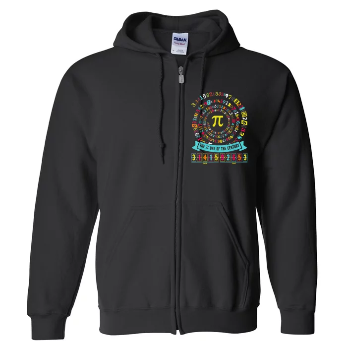 Pi Day Of The Century Tee Spiral Pi Math Tee For Pi Day 3.14 Full Zip Hoodie