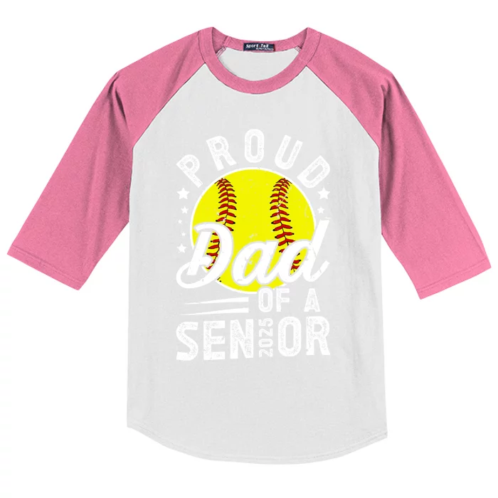 Proud Dad Of A 2025 Senior Softball Senior Dad 2025 Gift Kids Colorblock Raglan Jersey