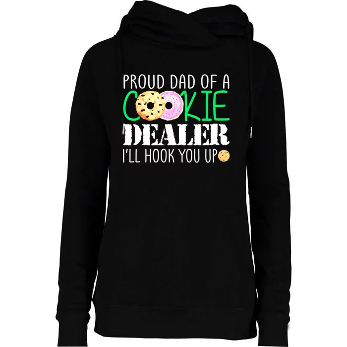 Proud Dad Of A Cookie Dealer Girl Troop Leader Matching Womens Funnel Neck Pullover Hood