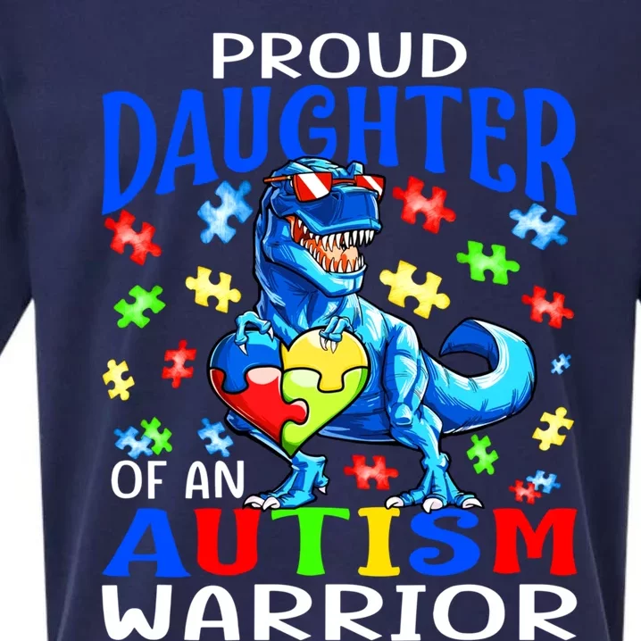 Proud Daughter Of An Autism Warrior Dinosaur Cool Gift Sueded Cloud Jersey T-Shirt