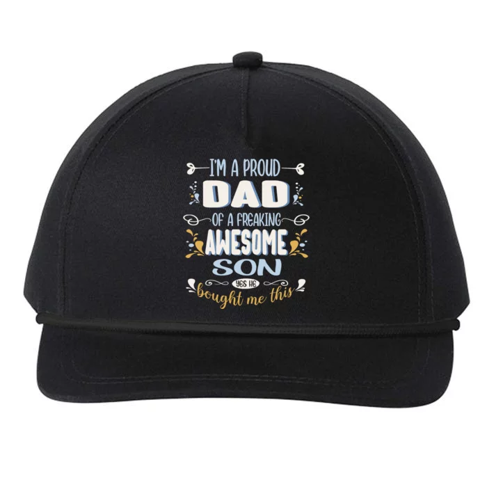 Proud Dad Of Awesome Son Funny Fathers Day Great Gift Snapback Five-Panel Rope Hat