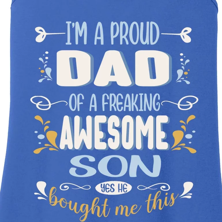 Proud Dad Of Awesome Son Funny Fathers Day Great Gift Ladies Essential Tank