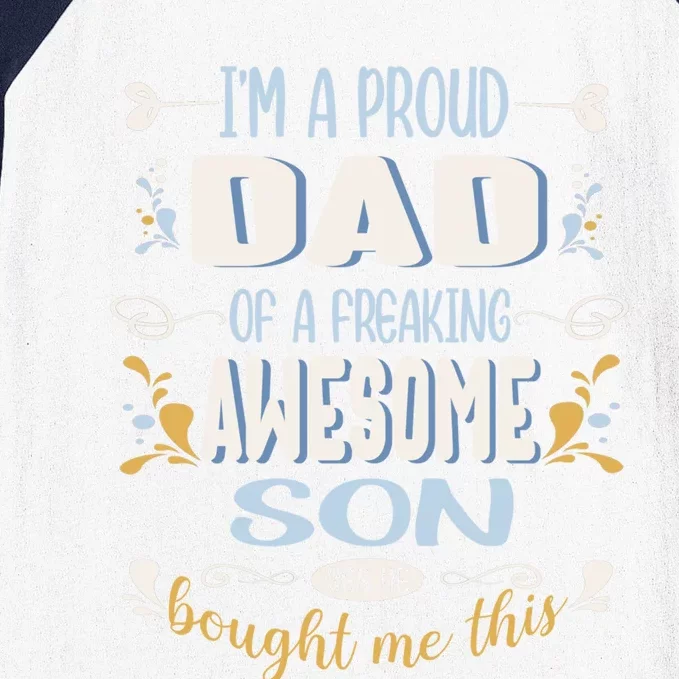 Proud Dad Of Awesome Son Funny Fathers Day Great Gift Baseball Sleeve Shirt