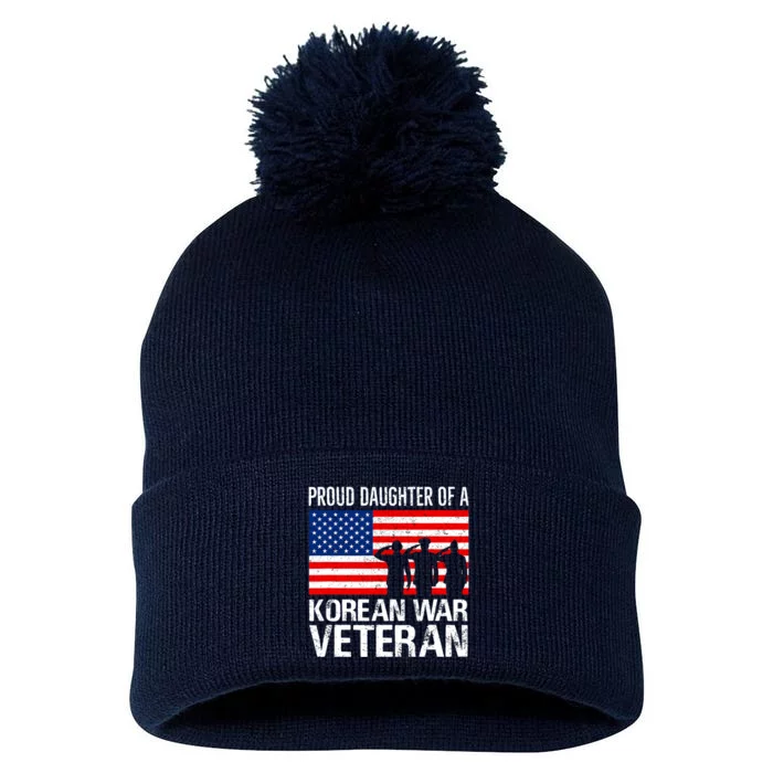 Proud Daughter Of A Korean War Veteran Family Matching Vet Pom Pom 12in Knit Beanie