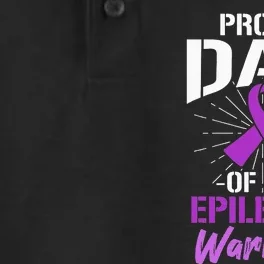 Proud Dad Of An Epilepsy Warrior Supporter Awareness Ribbon Dry Zone Grid Performance Polo