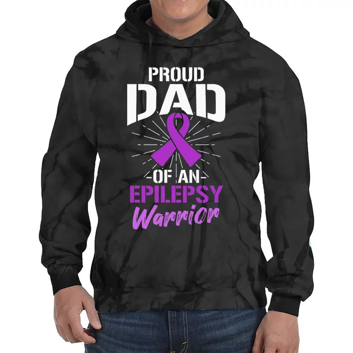 Proud Dad Of An Epilepsy Warrior Supporter Awareness Ribbon Tie Dye Hoodie