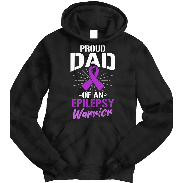 Proud Dad Of An Epilepsy Warrior Supporter Awareness Ribbon Tie Dye Hoodie