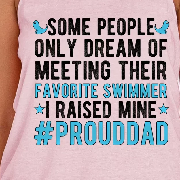 Proud Dad Of A Swimmer Swim Dad Swimming Father Of A Swimmer Gift Women's Knotted Racerback Tank