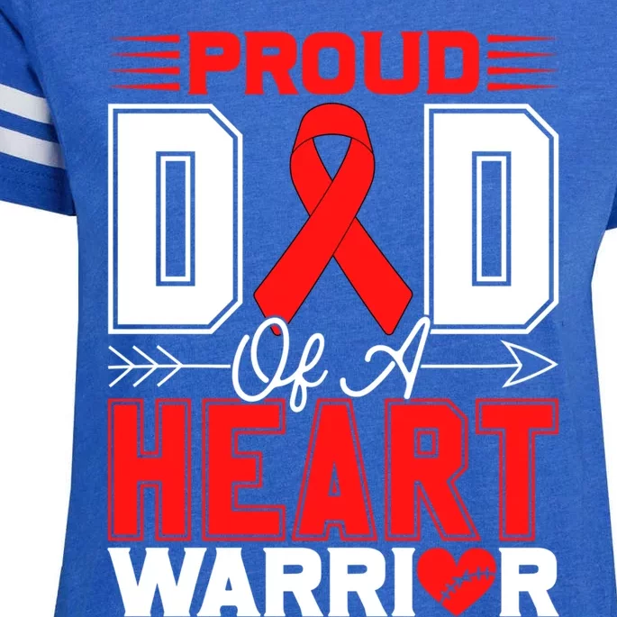 Proud Dad Of A Heart Warrior Heart Disease Awareness Month Cute Gift Enza Ladies Jersey Football T-Shirt