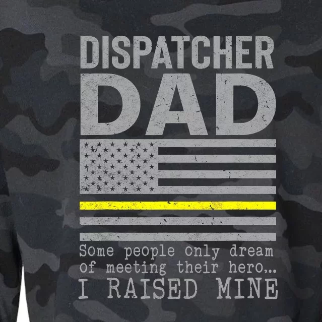 Proud Dad Of A 911 Dispatcher Thin Gold Line Dispatch Father Cropped Pullover Crew