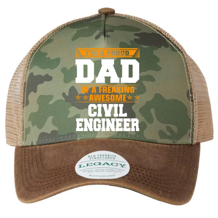 Proud Dad Of Awesome Civil Engineer Fathers Day Gift Legacy Tie Dye Trucker Hat