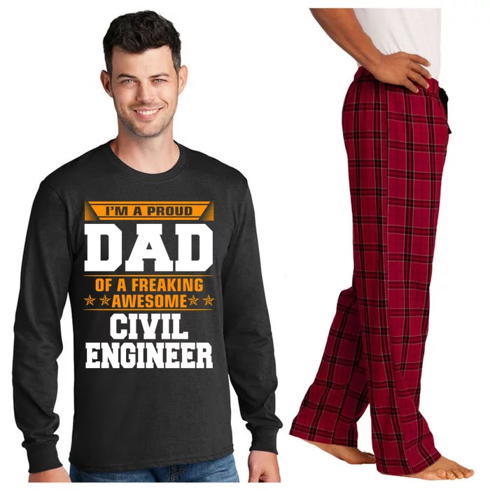 Proud Dad Of Awesome Civil Engineer Fathers Day Gift Long Sleeve Pajama Set